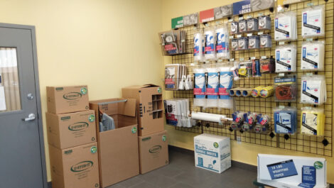 View of Storage supplies at U-Stor-It self storage facility.