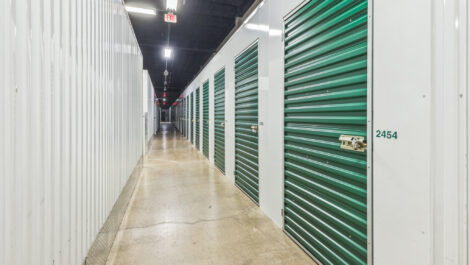 View of indoor storage units at U-Stor-It self storage facility.