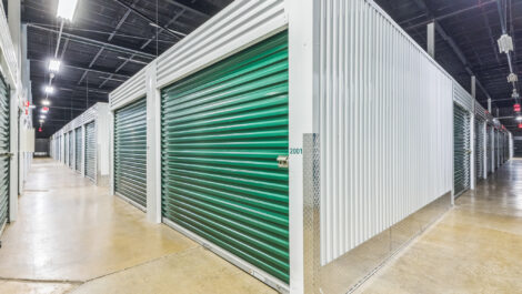 View of indoor storage units at U-Stor-It self storage facility.