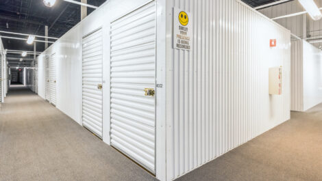 View of indoor storage units at U-Stor-It self storage facility.