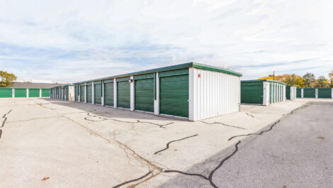 View of outdoor storage units at U-Stor-It self storage facility.