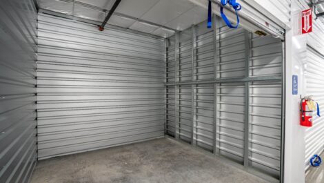 View of interior of indoor storage unit at U-Stor-It self storage facility.