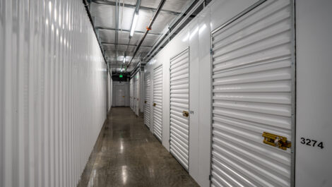 View of indoor storage units at U-Stor-It self storage facility.