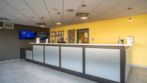 Interior of self storage supplies at U-Stor-It facility, view of office.