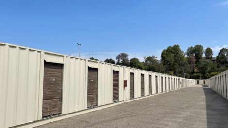 View of outdoor storage units at U-Stor-It self storage facility.