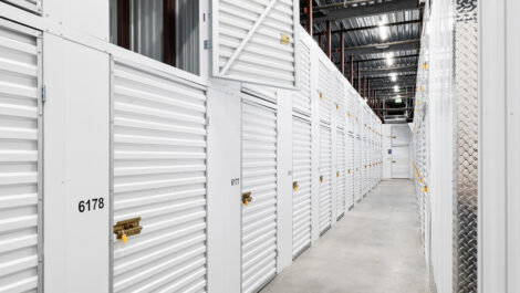 View of indoor storage units at U-Stor-It self storage facility.