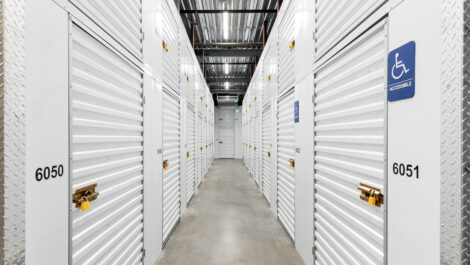 View of indoor storage units at U-Stor-It self storage facility.