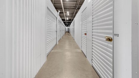 View of indoor storage units at U-Stor-It self storage facility.