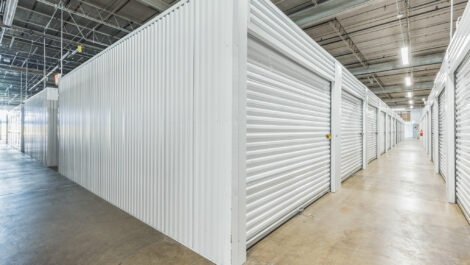 View of indoor storage units at U-Stor-It self storage facility.