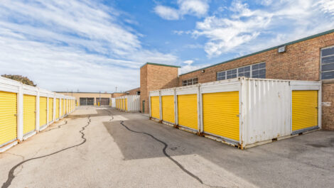 View of outdoor storage units at U-Stor-It self storage facility.