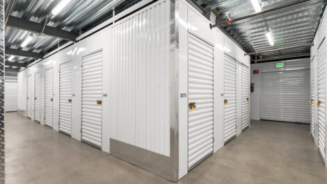 View of indoor storage units at U-Stor-It self storage facility.