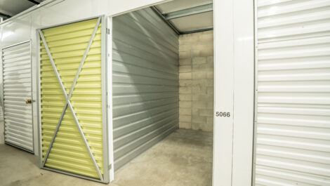 Interior of storage unit at U-Stor-It self storage facility.