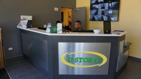 Interior of self storage facility, view of office.