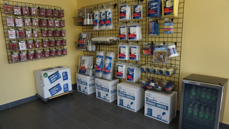 View of packing supplies at U-Stor-It self storage facility.