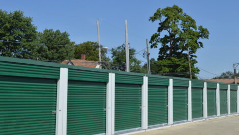 View of outdoor storage units at U-Stor-It self storage facility.