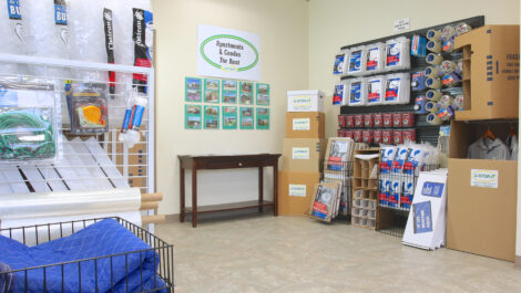 View of Storage supplies at U-Stor-It self storage facility.