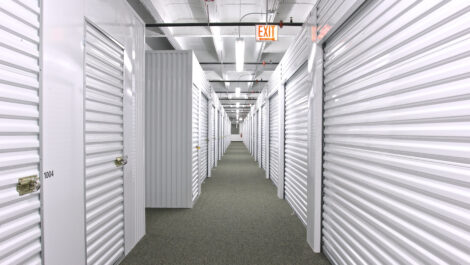 View of indoor storage units at U-Stor-It self storage facility.