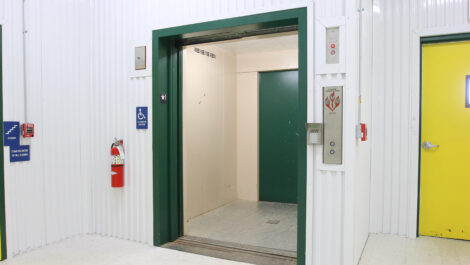 View of elevator at U-Stor-It self storage facility.