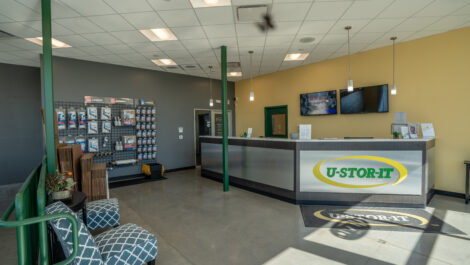 View of U-Stor-It self storage facility, view of office.