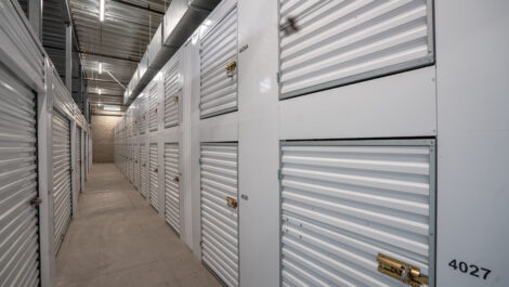 View of indoor storage units at U-Stor-It self storage facility.