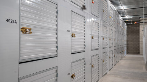 View of indoor storage units at U-Stor-It self storage facility.