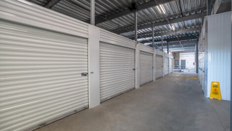 View of indoor storage units at U-Stor-It self storage facility.