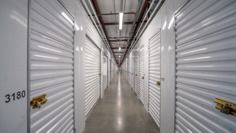 View of indoor storage units at U-Stor-It self storage facility.