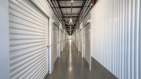 View of indoor storage units at U-Stor-It self storage facility.