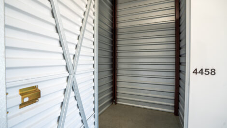 View of interior of indoor storage unit at U-Stor-It self storage facility.