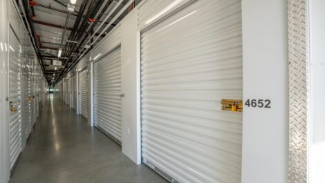 View of indoor storage units at U-Stor-It self storage facility.