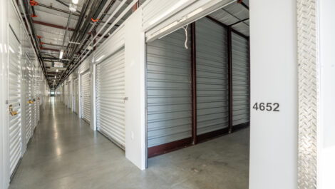 View of interior of indoor storage unit at U-Stor-It self storage facility.