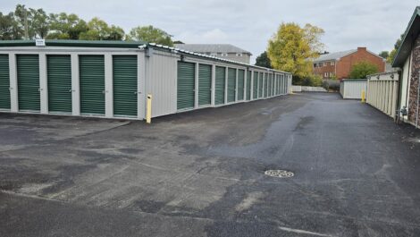 View of outdoor storage units at U-Stor-It self storage facility.