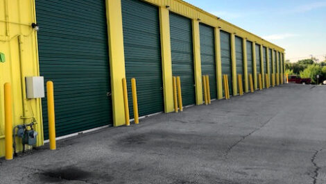 View of outdoor storage units at U-Stor-It self storage facility.