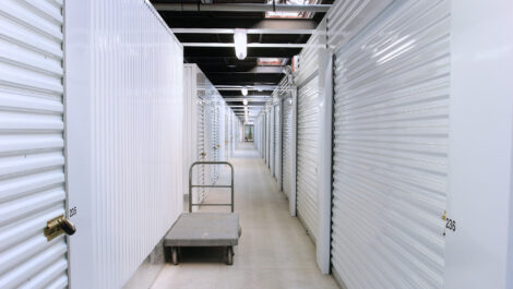 View of indoor storage units at U-Stor-It self storage facility.