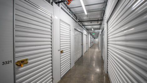 View of indoor storage units at U-Stor-It self storage facility.