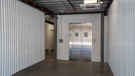 View of facility elevator at U-Stor-It self storage facility.