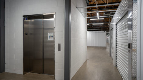 Interior of self storage facility, view of office.