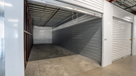 Interior of storage unit at U-Stor-It self storage facility.