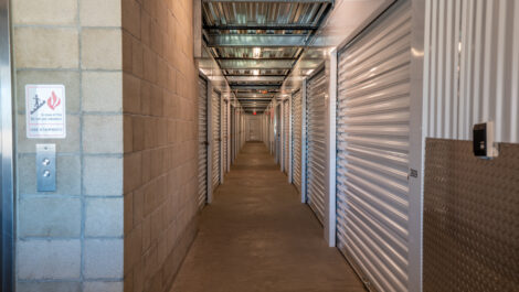 View of indoor storage units at U-Stor-It self storage facility.