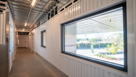 View of indoor storage units at U-Stor-It self storage facility.