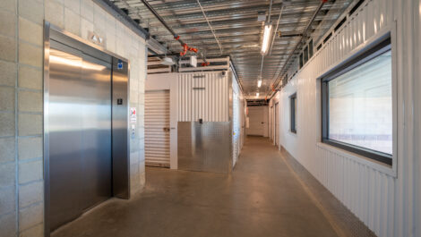 View of indoor storage units at U-Stor-It self storage facility.