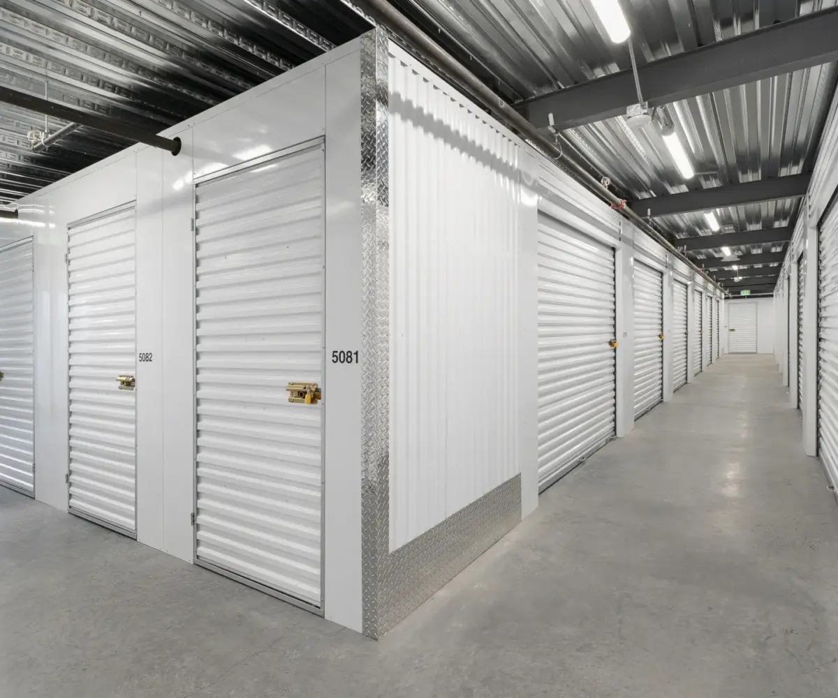 View of indoor storage units.