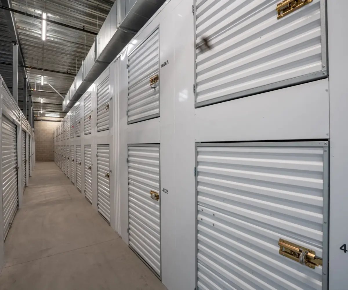 View of indoor storage units.